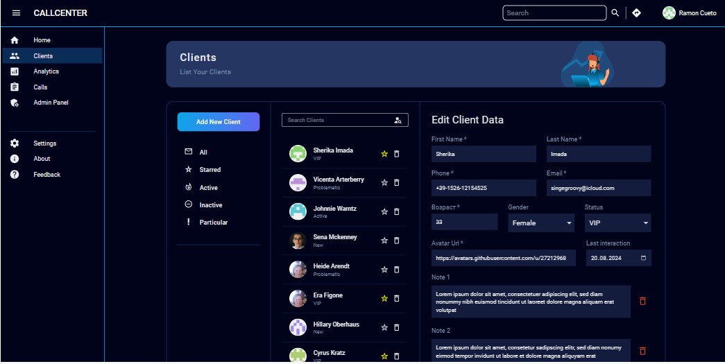 Dashboard for Call Center